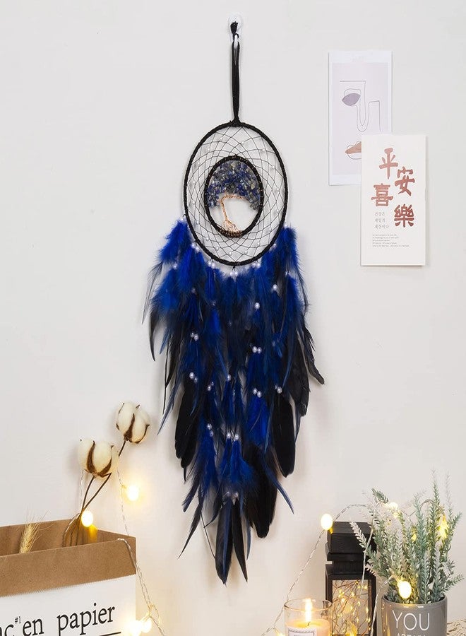 Dreamocean Dream Catcher, Handmade Dreamcatcher with Healing Crystal Stone, Tree of Life Dream Catchers Hanging Ornament for Home Bedroom Birthday Party, Perfect Craft Gift for Kids… (Blue) - Image 2